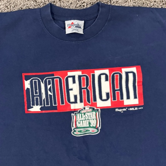 Vintage Majestic ‘99 MLB All-Star game American League Navy T-Shirt, size L - Picture 2 of 5